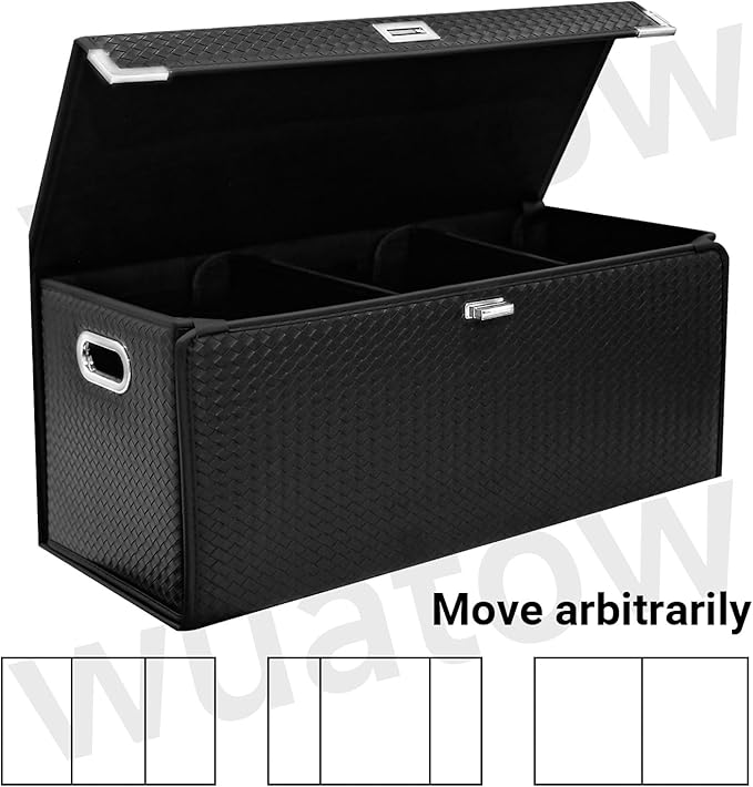 Trunk Organizer for SUV,Car Trunk Organizer with Lid,New Car Essentials,Multi-Functional,Foldable Cargo Trunk Storage Box-Black-XL