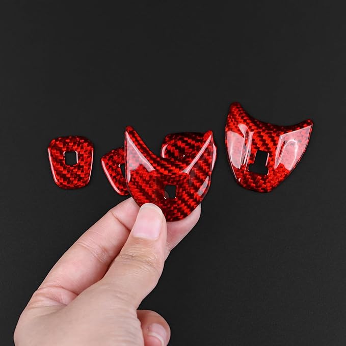 Carbon Fiber, Car Gear Shift Button Cover, for C8 Center Console Panel Cover Decoration for Chevrolet Corvette C8 2020 2021 2022 2023, Red