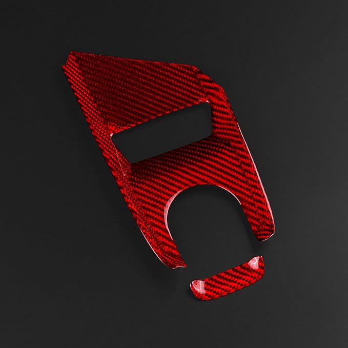 Carbon Fiber, Car Gear Shift Knob Button Panel Cover, for C8 Center Console Panel Cover Decoration for Chevrolet Corvette C8 2020 2021 2022 2023, Red
