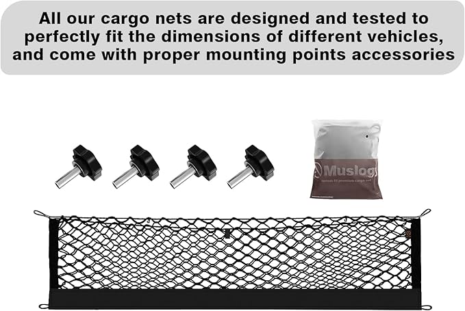Muslogy Truck Bed Cargo Net Compatible with Rivian R1T 2022-2024 2025 Accessories Storage Organizer Pickup Front Truck Bed Envelope Style Cargo Net