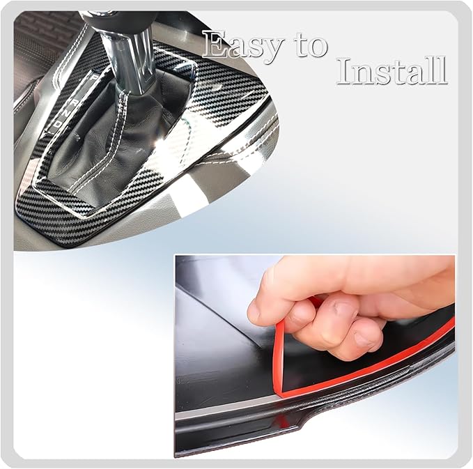 Console Gear Shifter Panel Cover,for Ford Mustang 2024 2025 2026 - ABS Carbon Fiber Sport Style Automatic Gear Shift Head Panel Cover Accessories(for Automatic Gear Model)