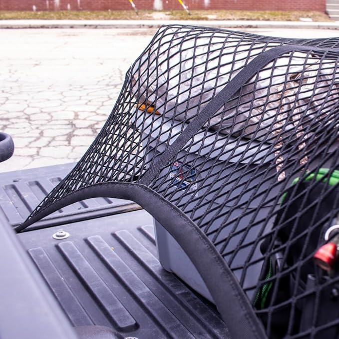Highly Elastic Cargo Net, Simple Truck Bed Cargo Mesh Organizer, Suitable for Daily Light Loads of Trucks, 4'x4' Stretches to 7'x7' (Double Layer)