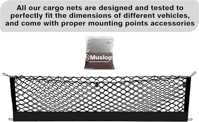 Muslogy Envelope Style Trunk Cargo Net Compatible with 2018-2024 2025 Toyota Camry Accessories Custom Fit Trunk Organizer Upgraded Mesh Storage Luggage Net