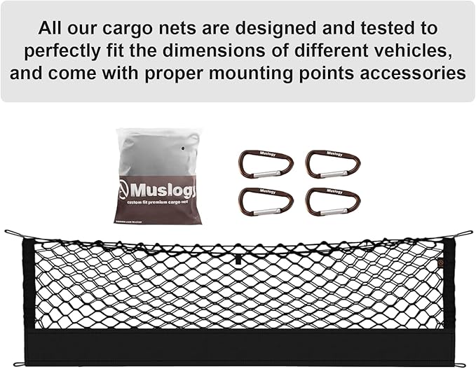 Muslogy for Maverick Cargo Mesh Net Accessories Stretchable Trunk Organizer Cargo Elastic Mesh Bed Net with Hooks Compatible with Ford Maverick XL XLT 2022 2023 2024 2025