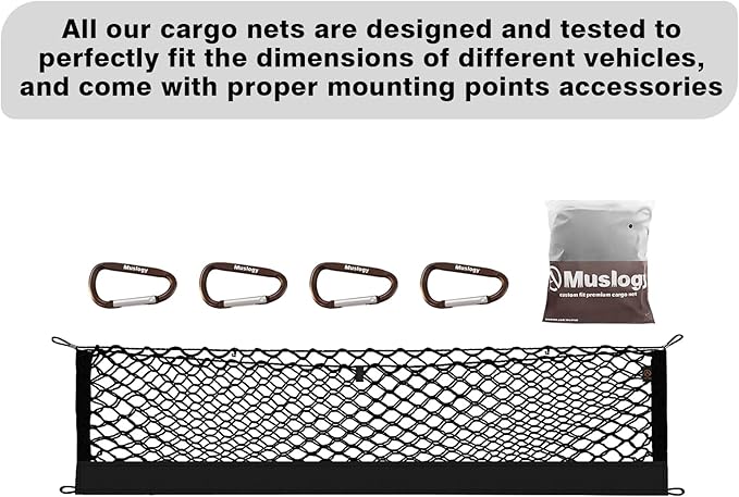 Muslogy Truck Bed Cargo Net Compatible with Hyundai Santa Cruz 2022-2025 Accessories Storage Organizer Pickup Truck Bed Envelope Style Cargo Net with Heavy Duty Carabiners