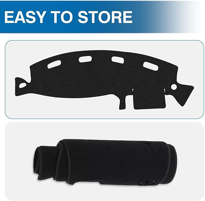 KUST Car Dash Cover for Dodge Ram 1500 2500 3500 1998 1999 2000 2001 Polyester Dashboard Cover Non-Slip Center Console Dash Cover Interior Accessories for Ram Pickup Sunshade No Glare Black