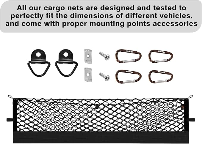 Muslogy Truck Bed Cargo Net Compatible with Nissan Frontier 2022-2024 2025 Accessories Storage Organizer Pickup Truck Bed Envelope Style Cargo Net with Heavy Duty Carabiners (Extra Support Frame)