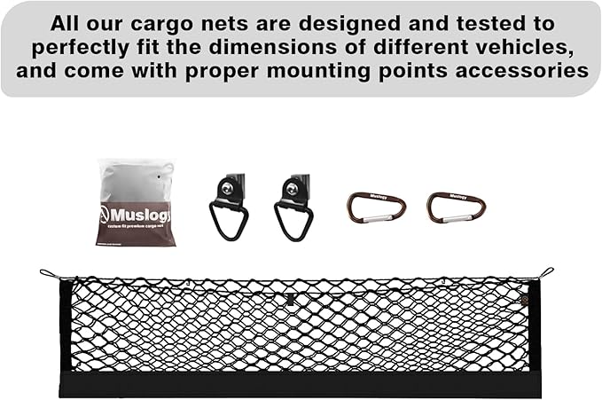 Muslogy Truck Bed Cargo Net Compatible with Toyota Tundra 2007-2024 2025 Accessories Storage Organizer Pickup Truck Bed Envelope Style Cargo Net with Heavy Duty Carabiners