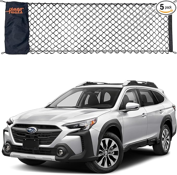 Envelope Cargo Net for Subaru Outback - Fits 2015-2025 - Upgraded 5mm Bungee - Integrated Storage Bag - Heavy Duty Hooks - Designed in USA