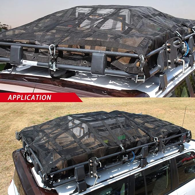 Surmountway Heavy Duty Cargo Net with Mesh (72" x 57"), 1100LBS Capacity, Adjustable Cam Buckles & S-Hooks for Trucks & Trailers