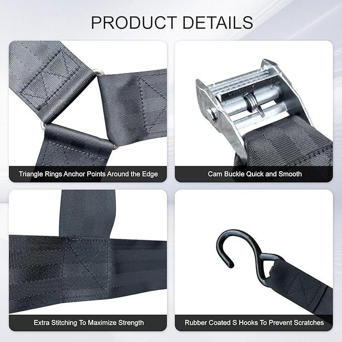 Cargo Net for Pickup Truck Bed, Heavy Duty 1100LBS Capacity, Adjustable Cam Buckles & S-Hooks, Thick Herringbone Nylon Mesh with Drawstring Storage Bag for Trailers and Trucks