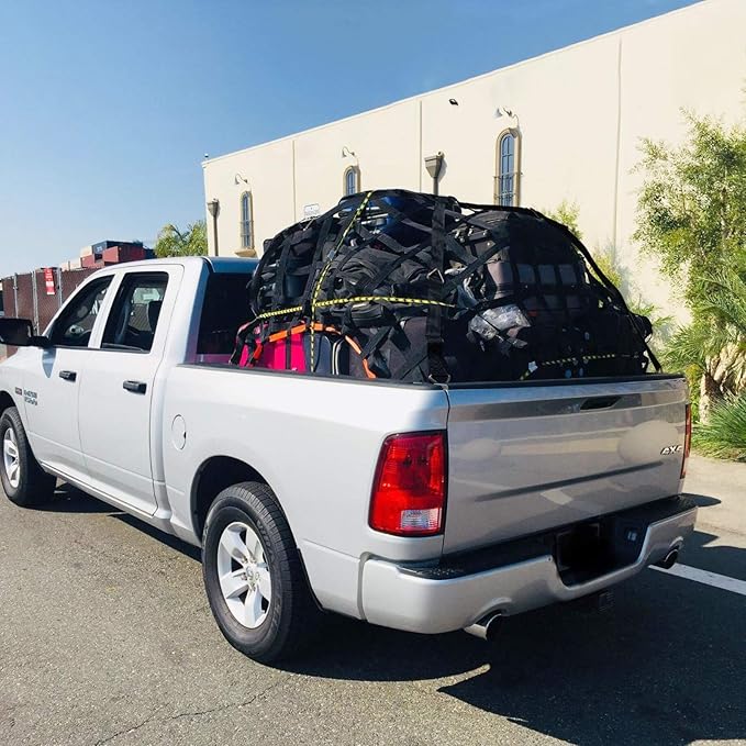 Surmountway Heavy Duty Cargo Net - 66" x 50", 1100LBS Capacity, Cam Buckles & S-Hooks, Fits Pickup Truck & Trailer Beds