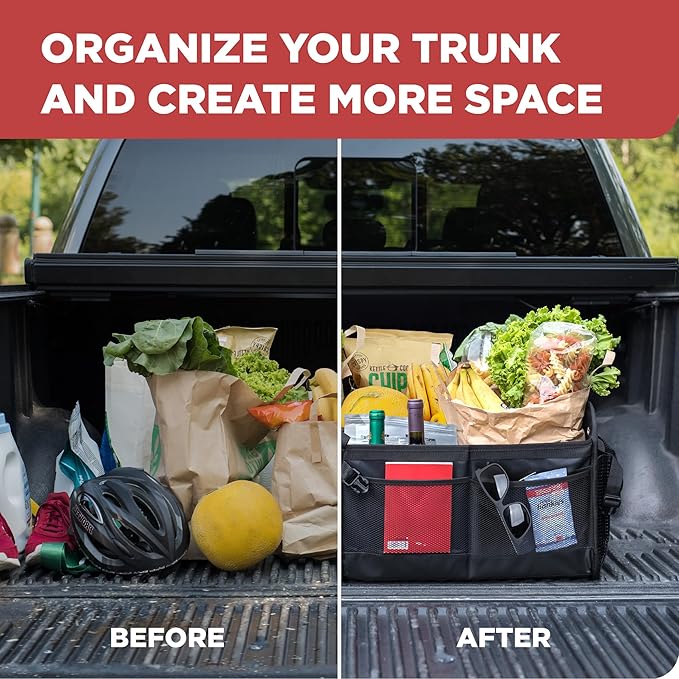 TRUNKCRATEPRO XL Premium SUV, Truck, Car Trunk Organizer With Expandable Compartments - Lightweight Foldable Cargo Organizer