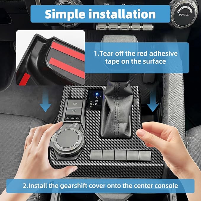 Center Console Gear Shift Panel Cover for Toyota Tacoma 2024 2025 & 4Runner 2025 Interior Decorations Carbon Fiber Style Accessories