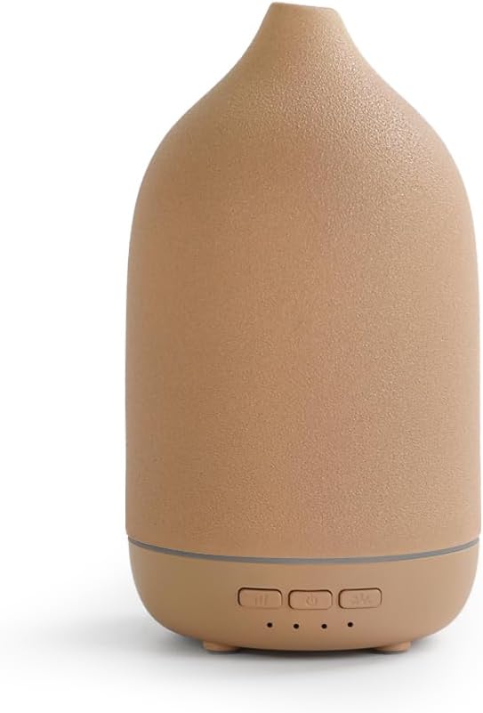 Essential Oil Diffusers, Aromatherapy Diffuser for Essential Oils, 100ml Ceramic Oil Diffusers for Large Room - 5 Timers, Warm Ambient Light, Auto-Off
