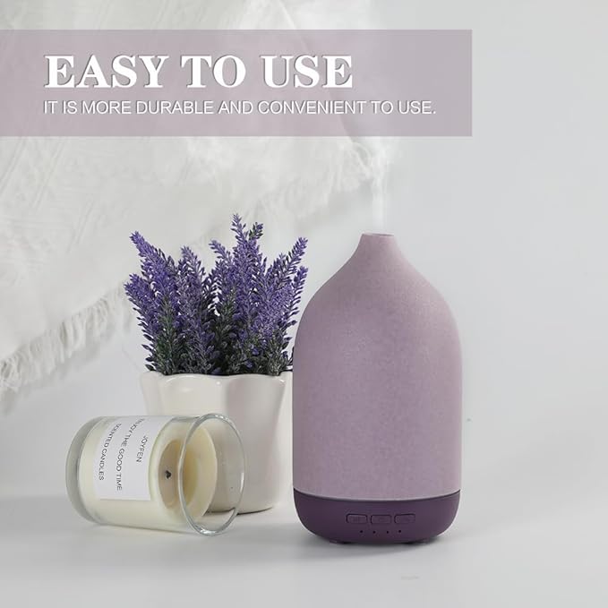 Essential Oil Diffusers, Aromatherapy Diffuser for Essential Oils, 100ml Ceramic Oil Diffusers for Large Room - 5 Timers, Warm Ambient Light, Auto-Off