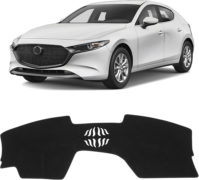KUST Car Dash Cover for Mazda3 Hatchback, Sedan 2019-2024 2025 2026 (without HUD) Polyester Dashboard Cover Non-slip Center Console Dash Cover Interior Accessories for Mazda3 Custom Fit No Glare Black