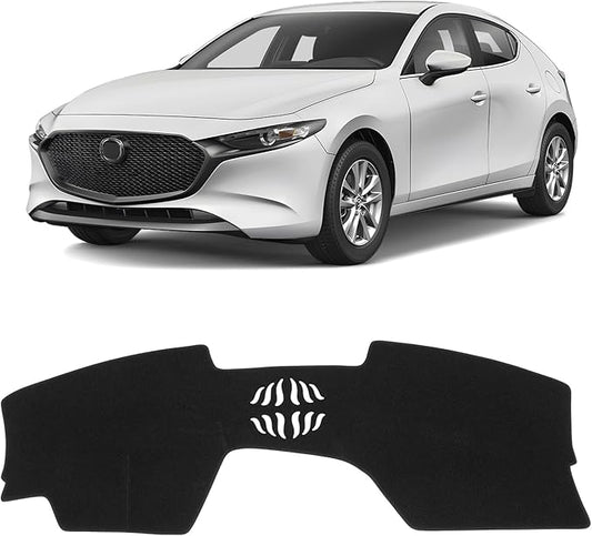 KUST Car Dash Cover for Mazda3 Hatchback, Sedan 2019-2024 2025 2026 (without HUD) Polyester Dashboard Cover Non-slip Center Console Dash Cover Interior Accessories for Mazda3 Custom Fit No Glare Black
