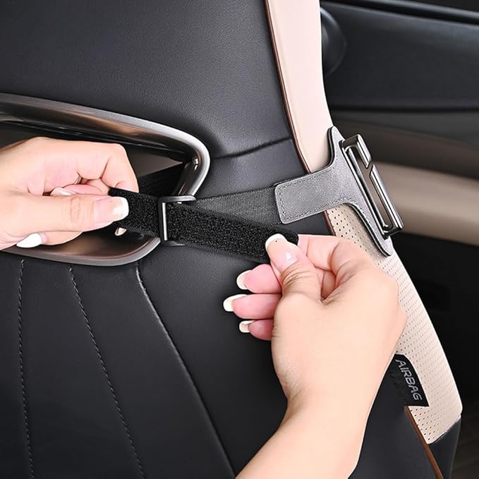 Car Seat Belt Holder Clip for Easy Reach, Anti-Vibration Seatbelt Stopper for Driver Passenger Side, Seat Belt Grabber Guide Adjuster, Fits Sports Seats with Headrest Gap or Hole
