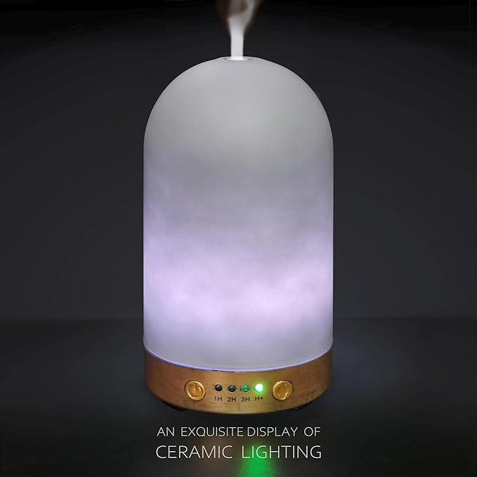 Earnest Living Glass Essential Oil Diffusers for Essential Oils 100 ml Ultrasonic Diffusers 4 Timers Night Lights and Auto Off Function Home Office Aromatherapy Diffusers for Home, Yoga, Sleep