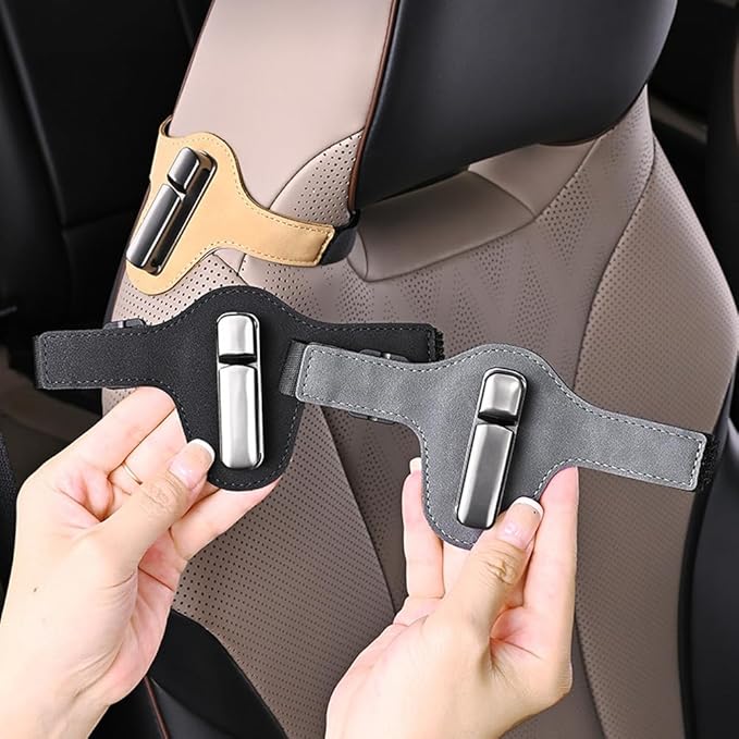 Car Seat Belt Holder Clip for Easy Reach, Anti-Vibration Seatbelt Stopper for Driver Passenger Side, Seat Belt Grabber Guide Adjuster, Fits Sports Seats with Headrest Gap or Hole