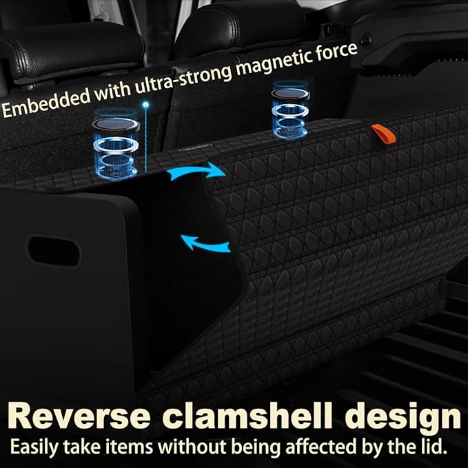 Trunk Organizers, Car Organizers, Storage Solutions, and Car Storage Organizers for SUVs, Sedans, Back Seats, and Luxury Vehicles with Lid, Leather, Small, Large (Black, XXL)