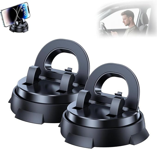 Phone Holder, Intelligent Suction Cup Multifunction Console with Navigation Phone Bracket, Car Dashboard Phone Mount, 360-Degree Rotatable Mobile Holder with Non-Slip Base (2PC)