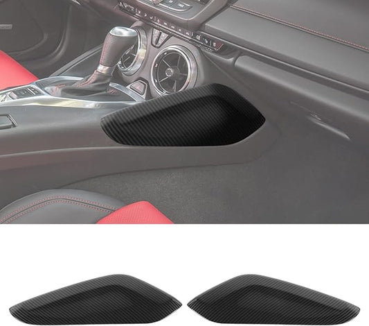 RT-TCZ Carbon Fiber Center Console Gear Shift Panel Side Trim Cover Interior Accessories Decoration for Chevrolet Chevy Camaro 2016-2022, 2 PCS