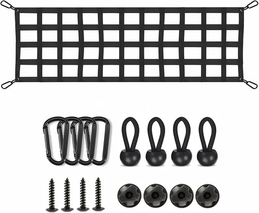 Lucky Straps Tailgate Net for Pickup Truck Bed, 60'' x 18'' Heavy Duty Tailgate Cargo Netting for Full Size Truck, Easy-to-use Tailgate Mesh for Chevrolet, Ford, Toyota, GMC, Jeep (Black)