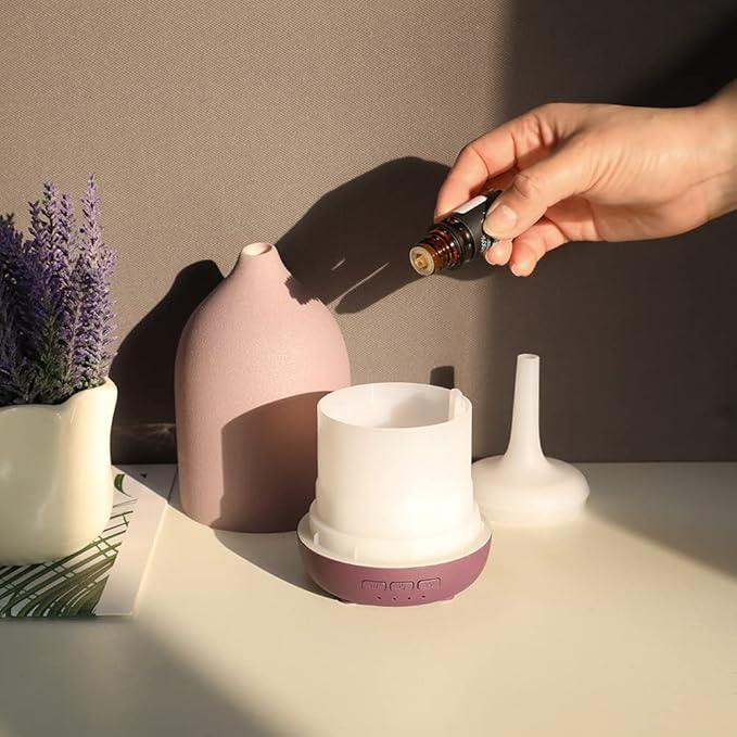 Essential Oil Diffusers, Aromatherapy Diffuser for Essential Oils, 100ml Ceramic Oil Diffusers for Large Room - 5 Timers, Warm Ambient Light, Auto-Off