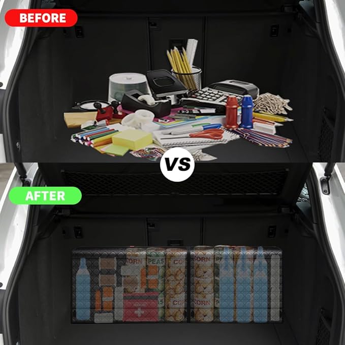 Trunk Organizers, Car Organizers, Storage Solutions, and Car Storage Organizers for SUVs, Sedans, Back Seats, and Luxury Vehicles with Lid, Leather, Small, Large (Black, L&M)