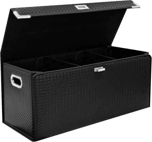 Trunk Organizer for SUV,Car Trunk Organizer with Lid,New Car Essentials,Multi-Functional,Foldable Cargo Trunk Storage Box-Black-XL