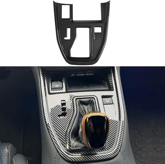 Kolya Center Console Gear Shift Panel Cover Trim Compatible with 2020 2021 2022 2023 2024 2025 Subaru Outback Accessories (Carbon Style with Extra Button)
