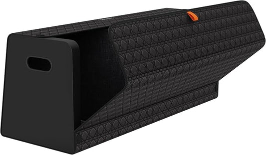 Trunk Organizers, Car Organizers, Storage Solutions, and Car Storage Organizers for SUVs, Sedans, Back Seats, and Luxury Vehicles with Lid, Leather, Small, Large (Black, XXL)