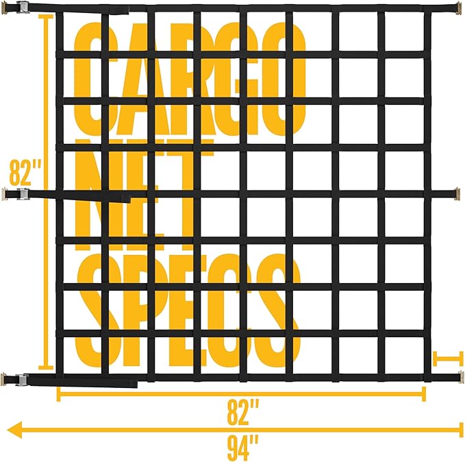 US Cargo Control E Track Cargo Nets for Trailers 82" x 82" (3-Pack), Adjustable Heavy Duty Cargo Net with Cambuckles for E-Track and X-Track Systems, 8" x 8" Holes, Use in Trailers and Box Trucks
