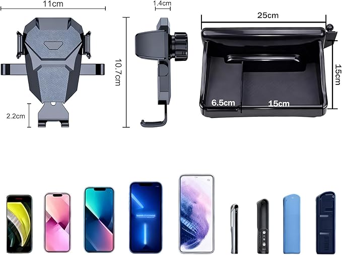 Car Phone Holder for Honda HR-V 2023-2025 Accessories/CR-V 2023 2024 2025, 7/9 Inch Screen Fixed Clip, Cell Phone Mount with Center Console Organizer Hands-Free Anti-Shake Auto Accessories for Honda