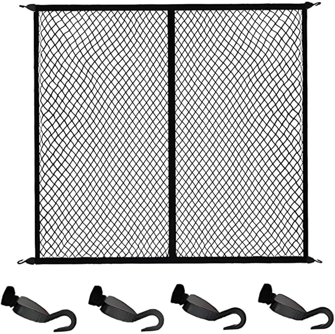 Truck Bed Cargo Net for Pickup Truck, 48”x 48” Stretchable Bungee Net with Adjustable Metal Hooks, Elastic Storage Organizer Net, for Car, SUVs, and Trucks