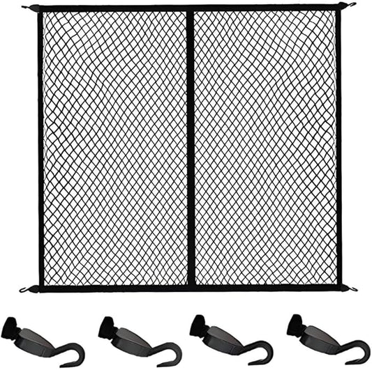 Truck Bed Cargo Net for Pickup Truck, 48”x 48” Stretchable Bungee Net with Adjustable Metal Hooks, Elastic Storage Organizer Net, for Car, SUVs, and Trucks