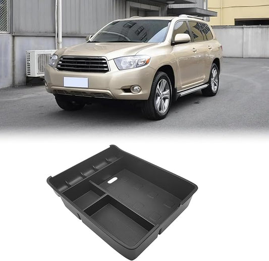 ABS Center Console Organizer Compatible with Toyota Highlander 2008-2013 Accessories Center Console Organizer Embedded Storage Armrest Box Fit for Highlander (Black