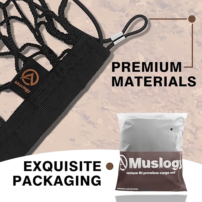 Muslogy Truck Bed Cargo Net Compatible with Tesla Cybertruck 2023 2024 2025 Accessories Storage Organizer Pickup Truck Bed Envelope Style Cargo Net with Heavy Duty Carabiners