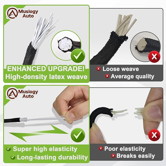 Muslogy Cargo Net Compatible with Pickup Truck Bed Organizer Divider Stretchable 4'x6' to 8'x12' High Elastic Trailer Accessories Storage Bungee Mesh with 14 Metal Carabiners (Upgraded 6mm Latex)