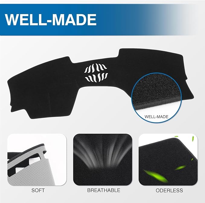 KUST Car Dash Cover for Mazda3 Hatchback, Sedan 2019-2024 2025 2026 (without HUD) Polyester Dashboard Cover Non-slip Center Console Dash Cover Interior Accessories for Mazda3 Custom Fit No Glare Black