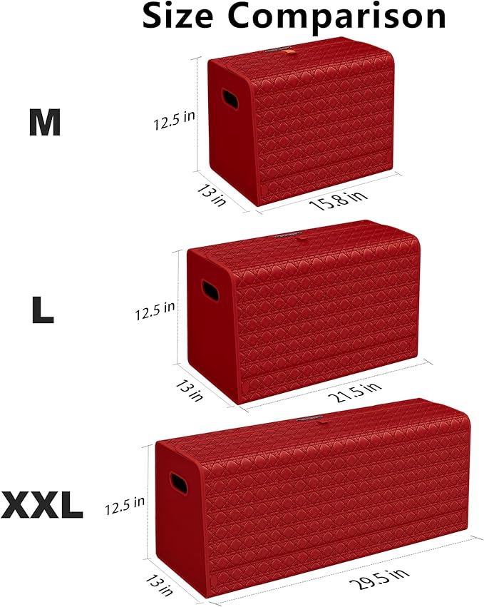 Trunk Organizers, Car Organizers, Storage Solutions, and Car Storage Organizers for SUVs, Sedans, Back Seats, and Luxury Vehicles with Lid, Leather, Small, Large (Red, XXL)