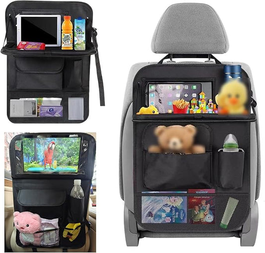 Car Back Seat Organizer with Table Tray, Seat Back Car Organizer with Storage and Clear Tablet Holder bag - 1 Count