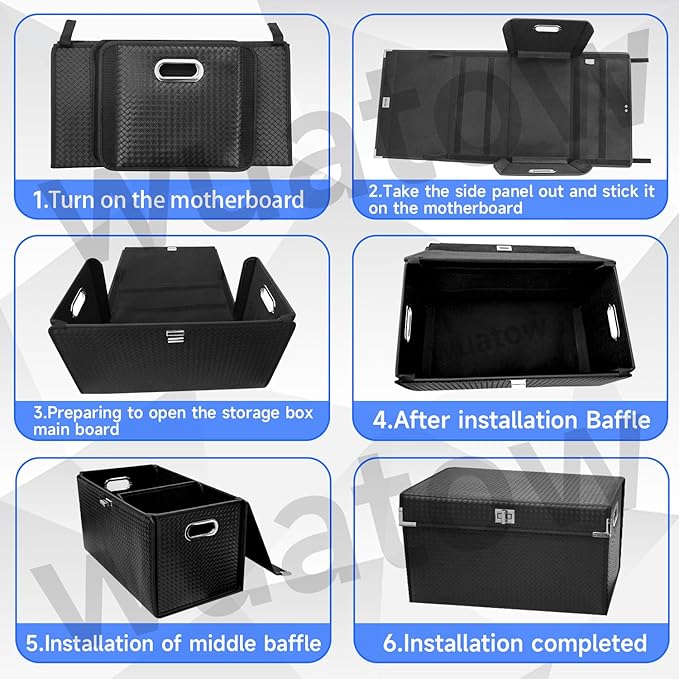 Trunk Organizer for Car,Trunk Organizer for SUV & Sedan,with Lid,Multi-Functional,Foldable Cargo Storage Box-Black-L