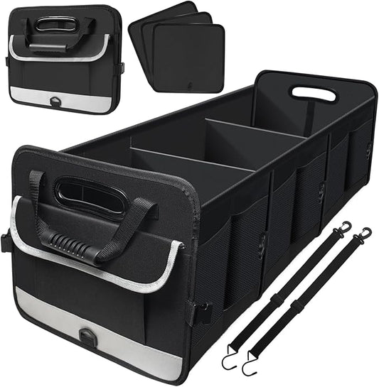 Car Trunk Organizer,Heavy Duty Collapsible 95 L Capacity Car Trunk Storage Organizer,Multi-Compartment Pockets, Adjustable Straps - Ideal for Travel, Camping, Shopping,Perfect for SUV, Truck, Sedan