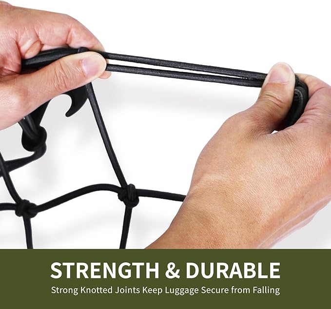 4'x6' Pickup Truck Bed Cargo Net, Heavy Duty Bungee Cargo Net Stretches to 10' x 15' Roof Rack Net with 4"x4" Mesh Grid and 12 Metal Carabiners