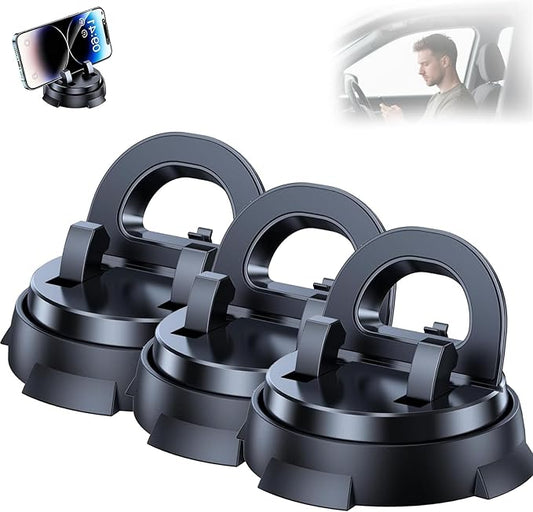 Phone Holder, Intelligent Suction Cup Multifunction Console with Navigation Phone Bracket, Car Dashboard Phone Mount, 360-Degree Rotatable Mobile Holder with Non-Slip Base (3PC)