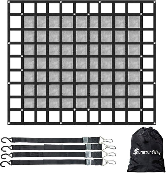 Surmountway Cargo Net for Pickup Truck Bed with Mesh(96" x 80"), Truck Bed Cargo Net Capacity 1100LBS, Heavy Duty Cargo Nets with Adjustable Cam Buckles & S-Hooks, Truck Cargo Net for Trailer Trucks