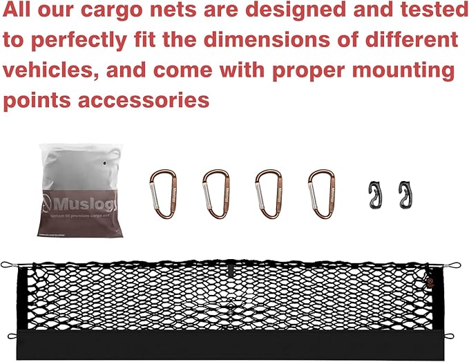 Muslogy Truck Bed Cargo Net Compatible with Chevrolet Colorado & GMC Canyon 2026 2025 2024 2023 Accessories Storage Organizer Pickup Truck Bed Envelope Style Cargo Net with Heavy Duty Carabiners